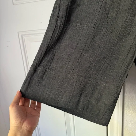 Poetry Charcoal grey linen cotton textured gauze Bermuda shorts - Picture 4 of 8